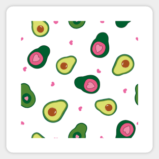 Hand drawn cute avocados with pink hearts Sticker